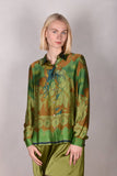 Tamie-satin 100% Silk satin shirt. Print "Gregend"