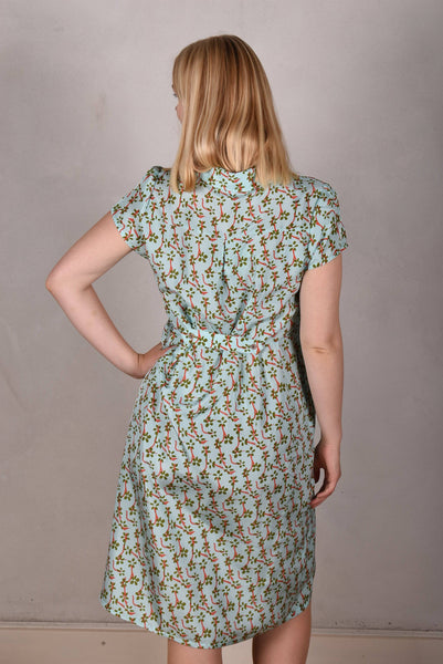 Shennie. Short sleeve shirt-dress in 100% silk Habotai "Nuponais"