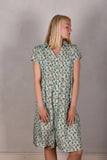 Shennie. Short sleeve shirt-dress in 100% silk Habotai "Nuponais"