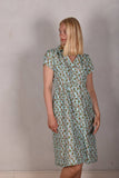 Shennie. Short sleeve shirt-dress in 100% silk Habotai "Nuponais"
