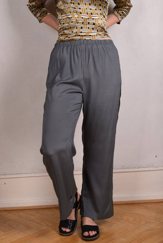Pe-jay Lange bukser i stretch satin silke. "Tin"