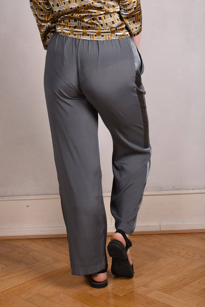Silk trousers"Pe-jay" stretch silk satin. "Tin" - Tone Barker Silk