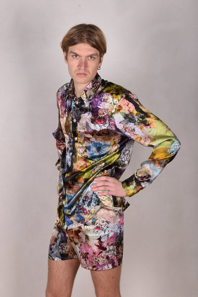 Man-Shirt. Shirt in Stretch Silk (95%silk/5%elastan) Print "Val-de-Nulle"