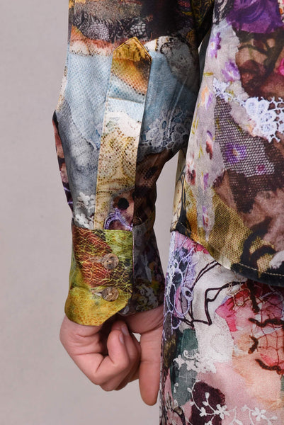 Man-Shirt. Shirt in Stretch Silk (95%silk/5%elastan) Print "Val-de-Nulle"