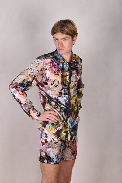Man-Shirt. Shirt in Stretch Silk (95%silk/5%elastan) Print "Val-de-Nulle"