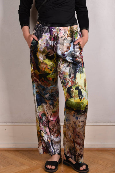 Silk trousers, "Pe-jay" stretch silk satin. "Val-de-Nulle"