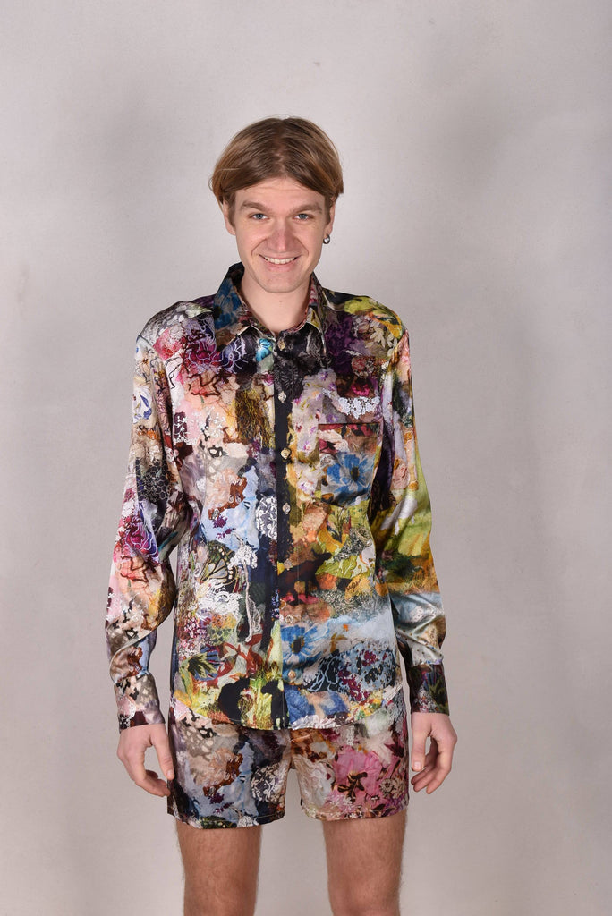Man-Shirt. Shirt in Stretch Silk (95%silk/5%elastan) Print "Val-de-Nulle" - Tone Barker Silk
