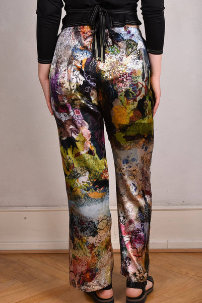 Silk trousers, "Pe-jay" stretch silk satin. "Val-de-Nulle"