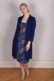 Thrifty. Shirt dress in stretch silk crepe satin (Blue)