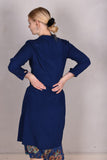 Thrifty. Shirt dress in stretch silk crepe satin (Blue)
