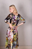 Jane. Stretch Silk midi-length dress with pockets (Val-de-Nulle)