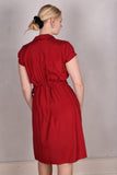 Ginella. Wrap dress in stretch silk crepe satin.  "Ruby-Red"