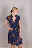 Ginella. Wrap dress in stretch silk crepe satin.  "Payblue"