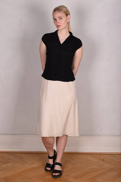 Sif. Short sleeve stretch silk blouse "Black"