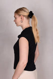 Sif. Short sleeve stretch silk blouse "Black"