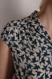 Sif. Short sleeve stretch silk blouse "Jaqbird"