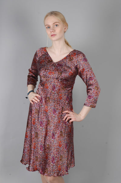 Reversible Silk Dress "Marigold" in print combination "Angels/Magpie"