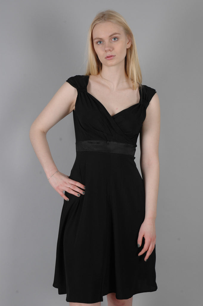 "Magda" Stretch silk crepe-satin dress w. adjustable straps. Col: Black
