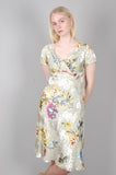 Magiella - reversible short sleeve silk dress print "Lillies/Forgetmenot"