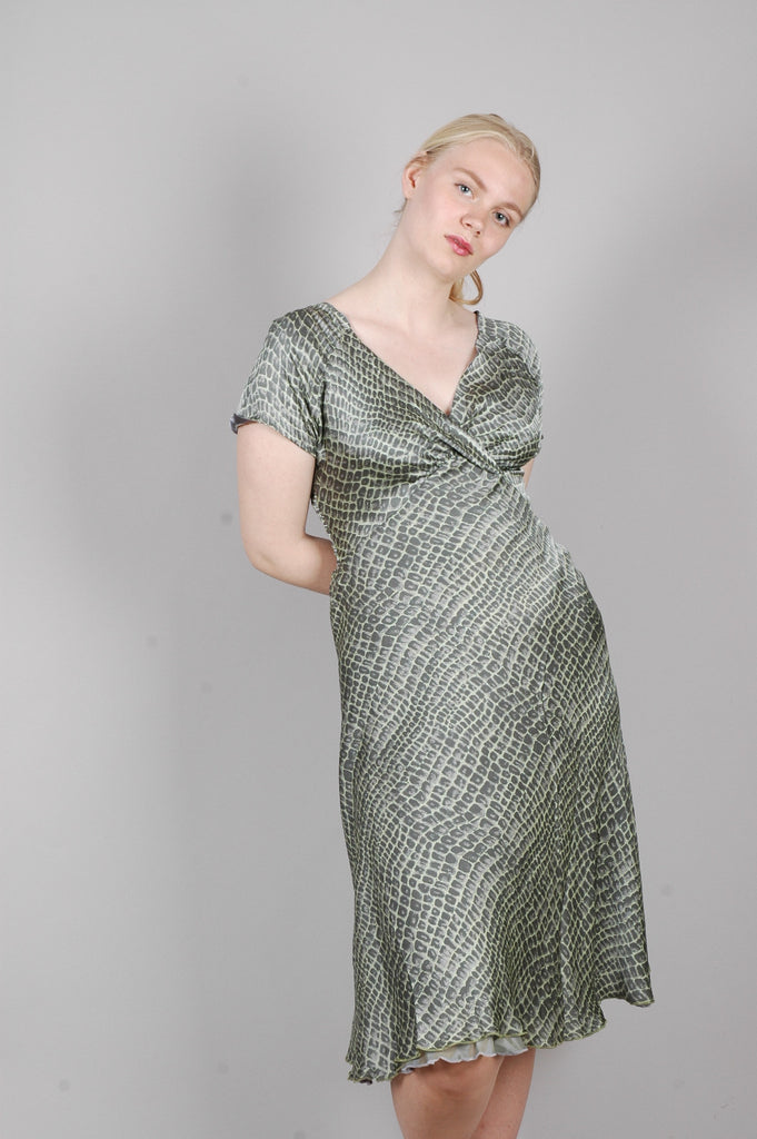 Magiella - reversible short sleeve silk dress print "Croco/Gebra" - Tone Barker Silk
