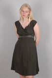 "Magda" Stretch silk crepe-satin dress w. adjustable straps. Col: "De-Green"