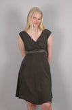 "Magda" Stretch silk crepe-satin dress w. adjustable straps. Col: "De-Green"