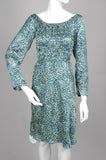 Augusta, reversible dress in silk satin devoré/silk georgette satin w. smock. "Capri/Props"