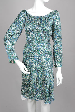 Augusta - vendbar kjole i silke  i to lag. Prints "Capri/Props"