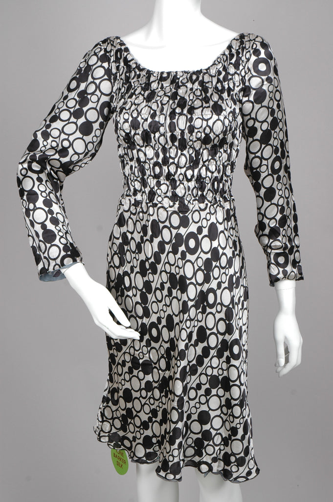 Augusta, reversible dress in silk satin devoré/silk georgette satin w. smock. "Grose/C-chain" - Tone Barker Silk