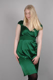 Stretch Silk dress "Nufique". Col.:Green