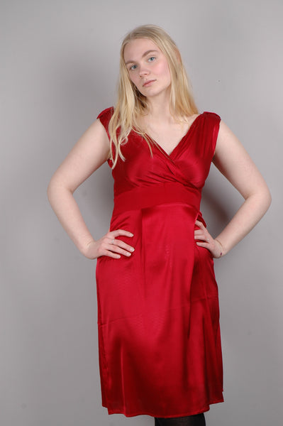 Stretch Silk dress "Nufique". Col.:Red