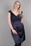 Stretch Silk dress "Nufique". Col.: Midnight Blue