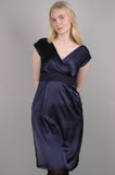 Stretch Silk dress "Nufique". Col.: Midnight Blue