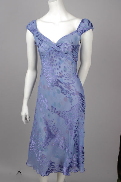 "Marelia" Classic. Reversible dress, midi length, wide shoulder straps. Print "Grouperdot/Lavendish"