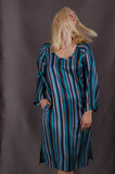 "Hidrea" Kaftan-dress with pockets. 100% Habotai Silk. Print: "Bripes"