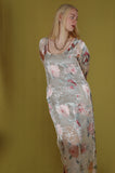 "Indrea" Maxi dress kaftan-style, with pockets. Print "Sweet"