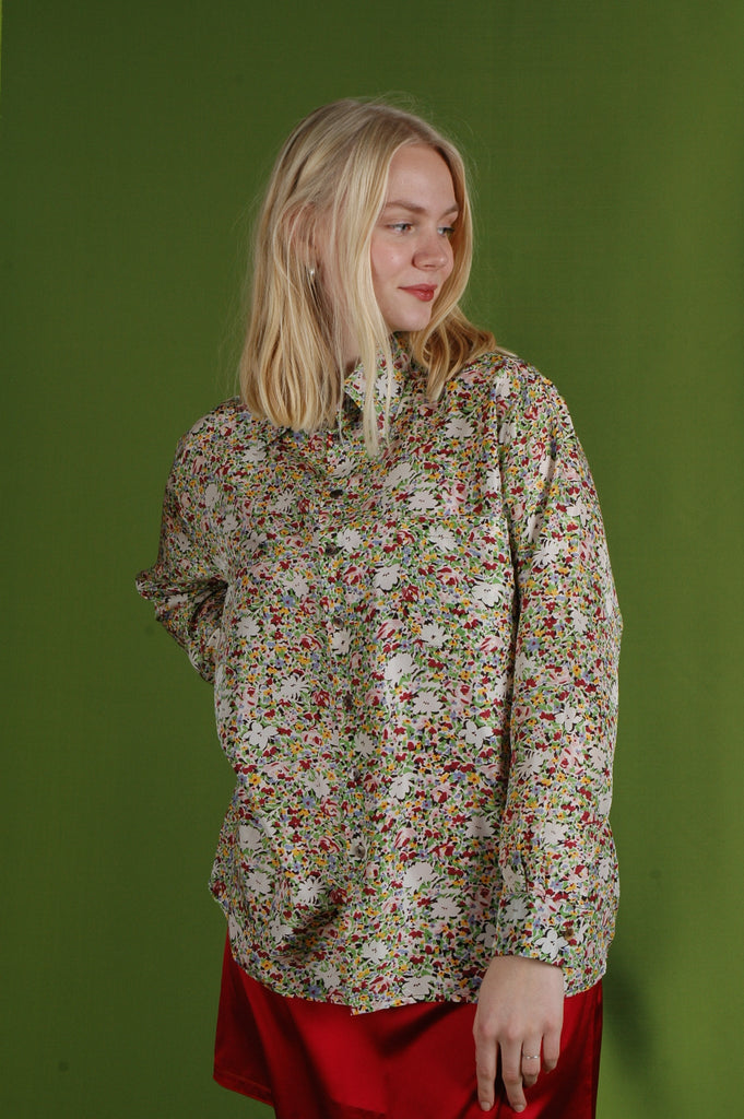 "Hans" Habotai. Silk shirt in 100% habotai silk "Valley" - Tone Barker Silk