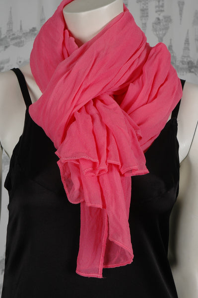 Silk Georgette shawl, large "Coral Red"