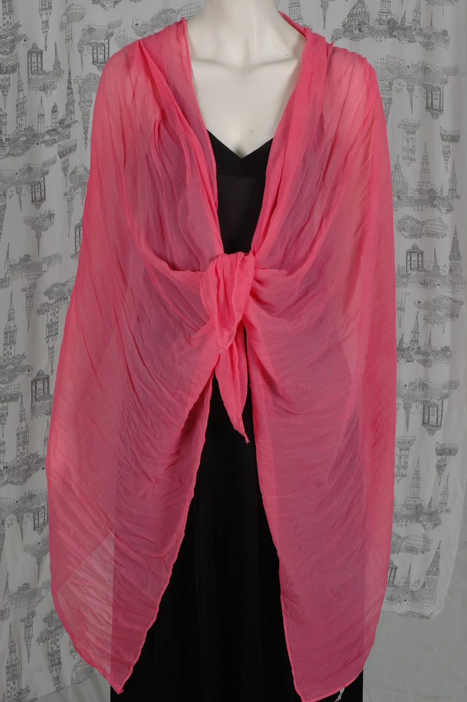Silk Georgette shawl, large "Coral Red"