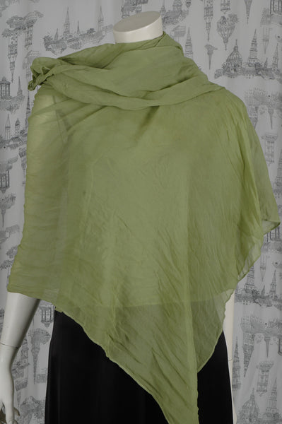 Silk Georgette shawl, large "Olive Green"