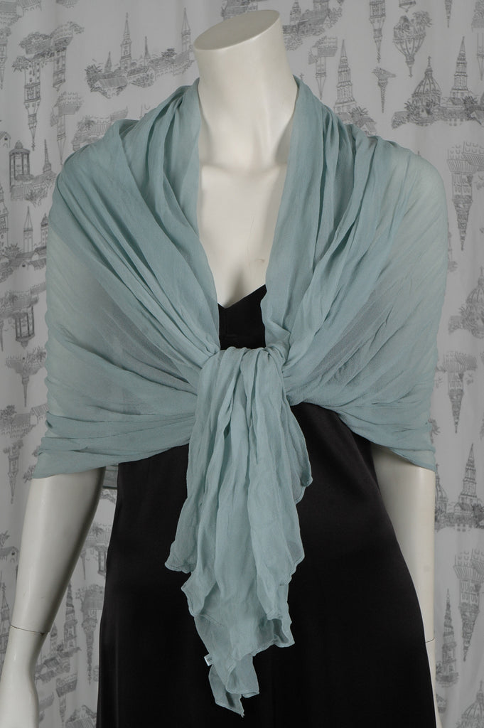 Silk Georgette shawl, large "Light Blue"