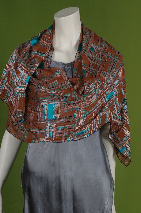 Scarf/Shawl in silk devoré (silk + viscose) print "Cheeky" - Tone Barker Silk