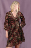 Balicia-Velvet. Wrap/Kimono-dress in silk velvet devoré. Print 