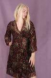 Balicia-Velvet. Wrap/Kimono-dress in silk velvet devoré. Print 