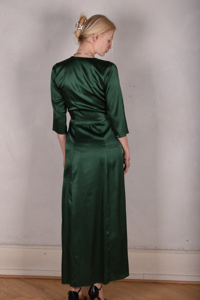My-Long, Stretch silk maxi length strap-dress. "Forrest"