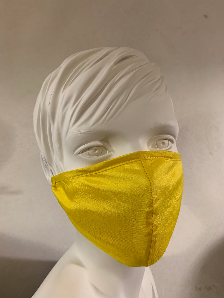 Silk mask for protection of mouth and nose (Yellow)